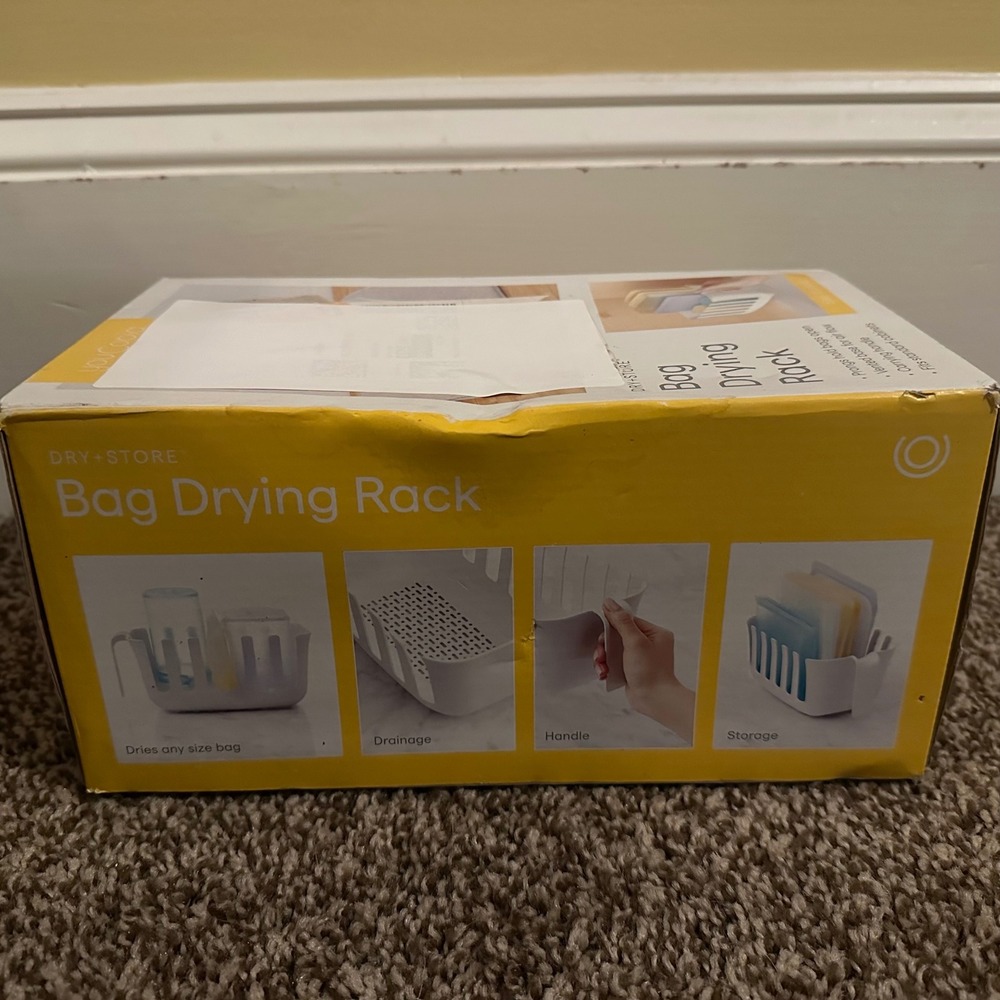 NWT YouCopia Dry+Store Bag Drying Rack White Reusable Food Bag Organizer New